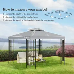Outsunny 3(m) Gazebo Top Cover Double Tier Canopy Replacement Pavilion Roof Light Grey - 3