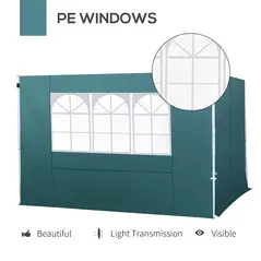 Outsunny 3 Meters Gazebo Replaceable Exchangeable Side Panel Wall Panels Walls With Window, Dark Green - 5