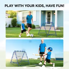 HOMCOM Double Sided Football Rebounder Net, Football Rebound Goal with Five Adjustable Angles, Blue - 7