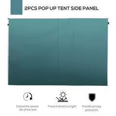 Outsunny 3 Meters Gazebo Replaceable Exchangeable Side Panel Wall Panels Walls With Window, Dark Green - 4