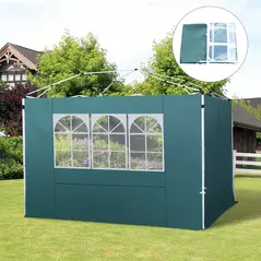 Outsunny 3 Meters Gazebo Replaceable Exchangeable Side Panel Wall Panels Walls With Window, Dark Green - 2
