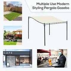 Outsunny 3x3 m Wall Mounted Garden Porch-Black/Cream White - 6