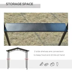 Outsunny 8ft x 5ft Outdoor BBQ Protective Gazebo Tent Aluminium Steel Frame w/ 2 Shelves Hardtop Roof Canopy Ground Stakes Safe Cooking - 5
