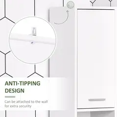 HOMCOM Tall Bathroom Storage Cabinet with Three-position Adjustable Shelves For Neutral Style, Hallway White - 7