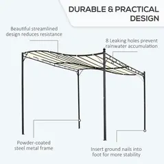 Outsunny 3x3 m Wall Mounted Garden Porch-Black/Cream White - 4