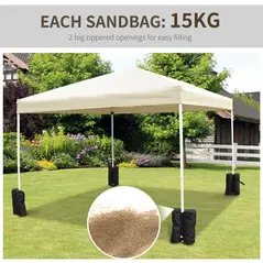 Outsunny 15 kg Heavy Duty Gazebo Weight Sand Bags, 4 pcs Leg Weights Marquee Tent Canopy Base for Trampoline Pop Up Gazebo Tent Parasols - 4