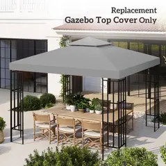 Outsunny 3(m) Gazebo Top Cover Double Tier Canopy Replacement Pavilion Roof Light Grey - 7