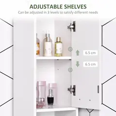 HOMCOM Tall Bathroom Storage Cabinet with Three-position Adjustable Shelves For Neutral Style, Hallway White - 6