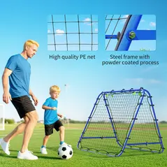 HOMCOM Double Sided Football Rebounder Net, Football Rebound Goal with Five Adjustable Angles, Blue - 6