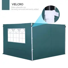 Outsunny 3 Meters Gazebo Replaceable Exchangeable Side Panel Wall Panels Walls With Window, Dark Green - 6