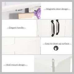 HOMCOM Bathroom Wall Cabinet, Medicine Cabinet, Kitchen Cupboard with 2 Doors and Adjustable Shelf, White - 6