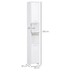 HOMCOM Tall Bathroom Storage Cabinet with Three-position Adjustable Shelves For Neutral Style, Hallway White - 3