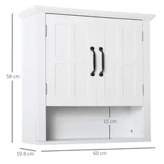 HOMCOM Bathroom Wall Cabinet, Medicine Cabinet, Kitchen Cupboard with 2 Doors and Adjustable Shelf, White - 3