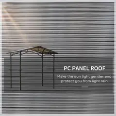 Outsunny 8ft x 5ft Outdoor BBQ Protective Gazebo Tent Aluminium Steel Frame w/ 2 Shelves Hardtop Roof Canopy Ground Stakes Safe Cooking - 4