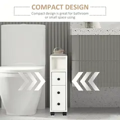 kleankin Slimline Bathroom Storage Cabinet - White - 6