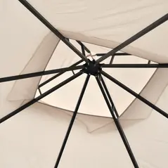 Outsunny 3 x 3(m) Garden Gazebo Patio Party Tent Shelter Outdoor Canopy Double Tier Sun Shade Metal Frame Netting, Beige - 8