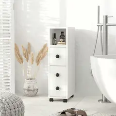 kleankin Slimline Bathroom Storage Cabinet - White - 2