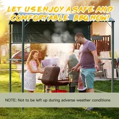 Outsunny 2.2 x 1.4m BBQ Shelter, Outdoor Grill Gazebo Canopy with Shelves, Hanging Hooks, and Metal Frame, for Garden Patio Backyard - 6