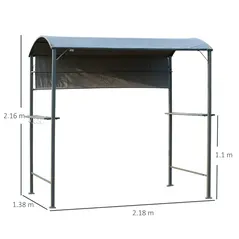 Outsunny 2.2 x 1.4m BBQ Shelter, Outdoor Grill Gazebo Canopy with Shelves, Hanging Hooks, and Metal Frame, for Garden Patio Backyard - 3
