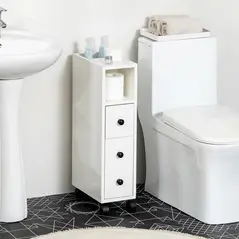 kleankin Slimline Bathroom Storage Cabinet - White - 7