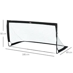 HOMCOM Set of 2 Football Goal Net 6 x 3 ft Foldable Outdoor Sport Training Teens Adults Football with Carrying Bag Black - 3