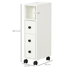 kleankin Slimline Bathroom Storage Cabinet - White - 3
