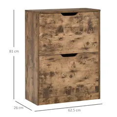 HOMCOM Industrial Shoe Cabinet with 2 Flip Drawers, Narrow Shoe Storage Cabinet for 12 Pairs, Freestanding Slim Shoe Storage Organiser for Entryway, Hallway, Rustic Brown - 3