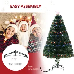 HOMCOM 4 Feet Prelit Artificial Christmas Tree with Multi-Coloured Fiber Optic LED Light, Holiday Home Xmas Decoration, Green - 7