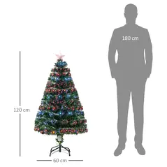 HOMCOM 4 Feet Prelit Artificial Christmas Tree with Multi-Coloured Fiber Optic LED Light, Holiday Home Xmas Decoration, Green - 3