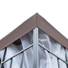Outsunny 3 x 3(m) Patio Gazebo Canopy Garden Pavilion Tent Shelter with 2 Tier Roof and Mosquito Netting, Steel Frame, Coffee - 9