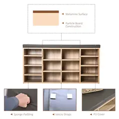 HOMCOM Multi-Storage Shoe Rack w/ 14 Compartments Cushion Moving Shelves Solid Frame Foot Pads Home Office Tidy Organisation Boots Trainers Brown - 5