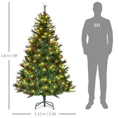 HOMCOM 1.8m 6ft Pre-Lit Christmas Tree Artificial Spruce Xmas Tree Warm White LED Holiday Décor with Metal Stand - 3