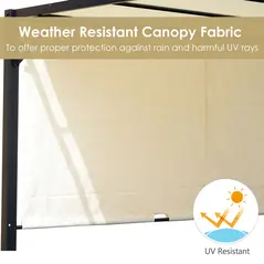 Outsunny Metal Pergola With Canopy Sliding Pergola Canopy 3Lx3Wx2.3H m Garden Gazebo Party Tent Sun Shelter Cover - Cream White/Black - 5
