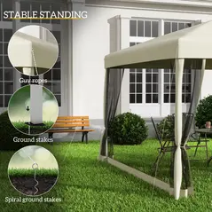 Outsunny 3 x 3(m) Pop Up Gazebo with 4 Mesh Sides and Carry Bag, Height Adjustable Party Canopy Tent, Portable Garden Outdoor - 6