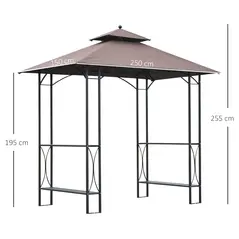 Outsunny 2.5 x 1.5m BBQ Tent Canopy Patio Outdoor Awning Gazebo Party Sun Shelter - Coffee - 3