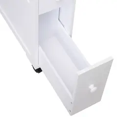 HOMCOM 72x16cm Narrow Bathroom Storage Unit w/ 2 Drawers Open Top 4 Wheels Slimline Modern Rolling Home Organisation - 8