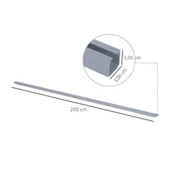 HOMCOM 6.5FT/2000mm Modern Sliding Barn Door Closet Hardware Track Kit Aluminium Track System Unit For Single Wooden Door - 3