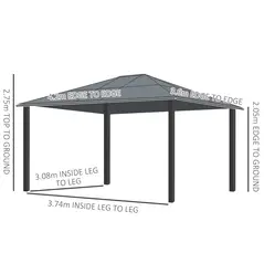 Outsunny 3.6 x 4m Hardtop Gazebo Canopy with Polycarbonate Roof and Aluminium Frame, Garden Pavilion with Mosquito Netting and Curtains - 3