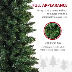 HOMCOM 7ft Unlit Artificial Christmas Tree, Pencil Slim Xmas Tree with Solid Stand and Realistic Branches, Green - 6