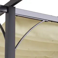 Outsunny 3 x 3(m) Metal Pergola with Retractable Roof, Garden Gazebo Metal Pergola Canopy. Outdoor Sun Shade Shelter for Party BBQ, Beige - 7