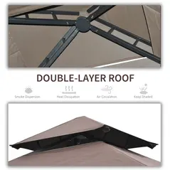 Outsunny 2.5 x 1.5m BBQ Tent Canopy Patio Outdoor Awning Gazebo Party Sun Shelter - Coffee - 4