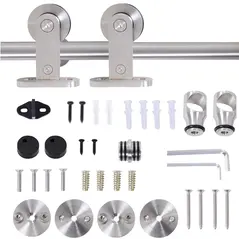 HOMCOM Wooden Sliding Door Kit Stainless Steel Smooth Operation Hardware Track Kit System Unit For Single Door 2000mm - 7
