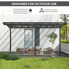 Outsunny 4.35 x 3m Outdoor Patio Gazebo Pergola, Retractable Pergola Canopy Aluminum Post & PC Roof,  Grey - 6
