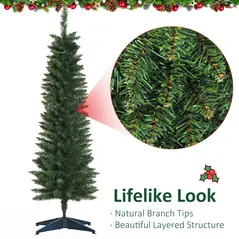 HOMCOM 5ft Unlit Artificial Christmas Tree, Pencil Slim Xmas Tree with Solid Stand and Realistic Branches, Green - 7