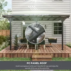 Outsunny 4.35 x 3m Outdoor Patio Gazebo Pergola, Retractable Pergola Canopy Aluminum Post & PC Roof,  Grey - 5