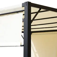 Outsunny Metal Pergola With Canopy Sliding Pergola Canopy 3Lx3Wx2.3H m Garden Gazebo Party Tent Sun Shelter Cover - Cream White/Black - 7