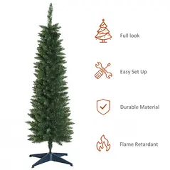 HOMCOM 5ft Unlit Artificial Christmas Tree, Pencil Slim Xmas Tree with Solid Stand and Realistic Branches, Green - 4