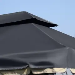 Outsunny 3 x 4m Aluminium Garden Gazebo, Marquee Canopy Shelter Pavilion Party Tent with Nets and Curtains for Garden and Deck, Black - 9