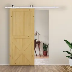 HOMCOM 6FT Rustic Interior Sliding Barn Door Mounting Hardware Kit - White - 9