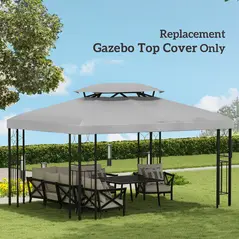 Outsunny Gazebo Roof Replacement, for 3 x 4m Frames - Light Grey - 7
